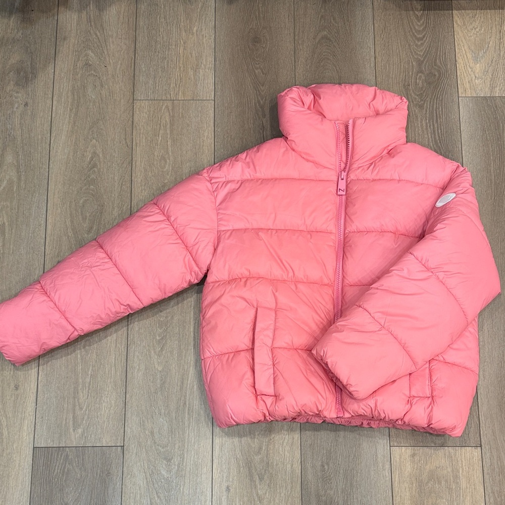 Noize pink puffer jacket | Jillian Harris